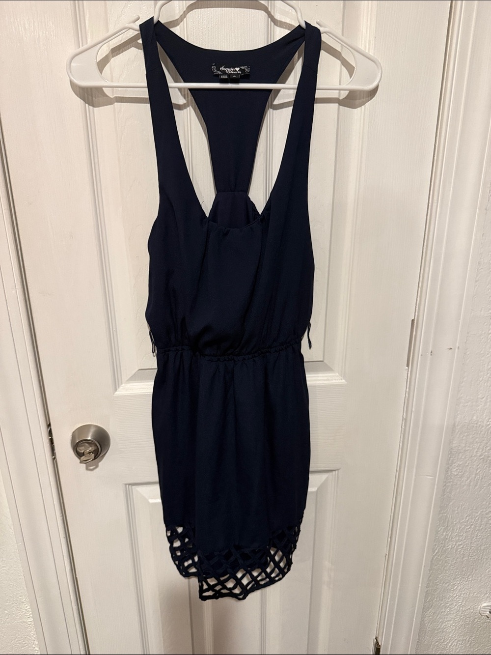 Sequin Hearts Navy Racerback Tank Dress
